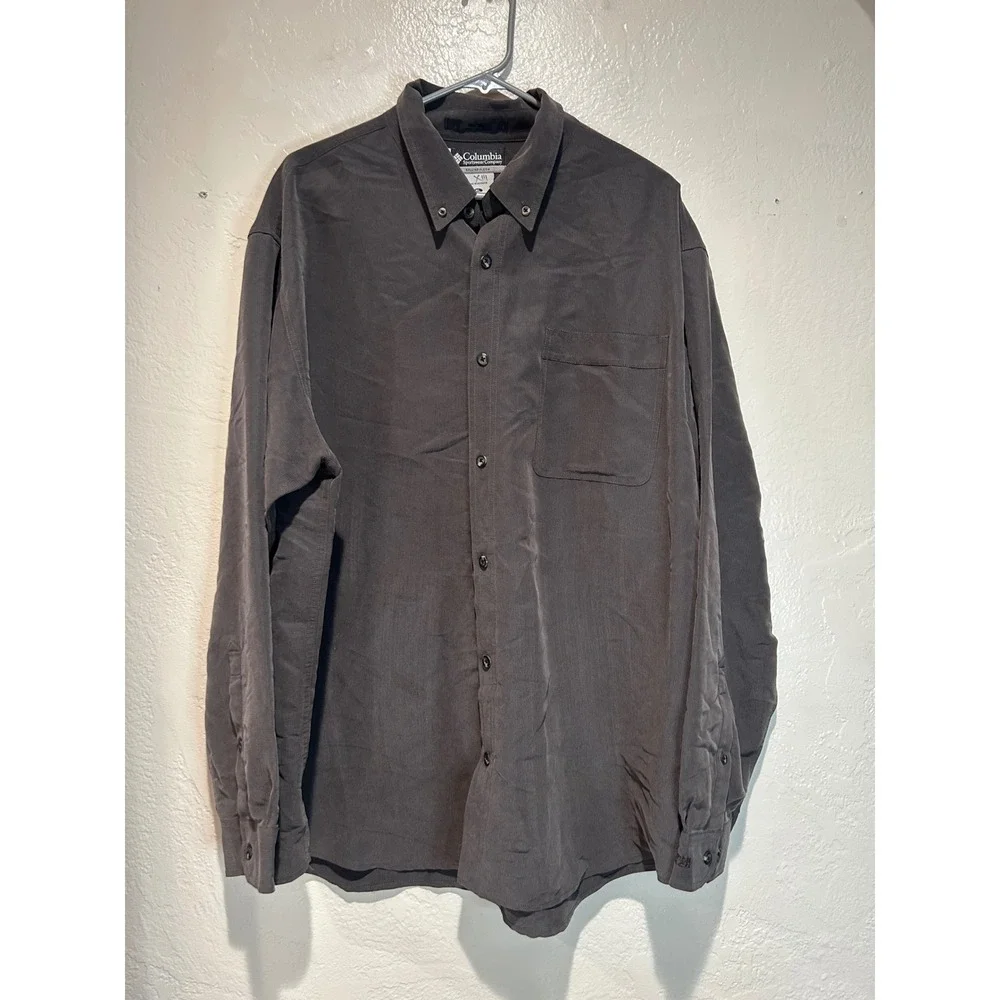 Columbia Sportswear XCO Mens XL Charcoal Gray Modal Blend‎ Button Down Shirt